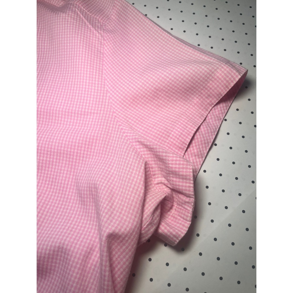 Lee Womens XL Pink Gingham Button Down Shirt Stretch Preppy Y2K Easy Care - Picture 5 of 9